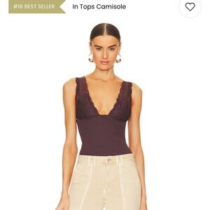 Women's Lace Trim Camisole - Dark Brown